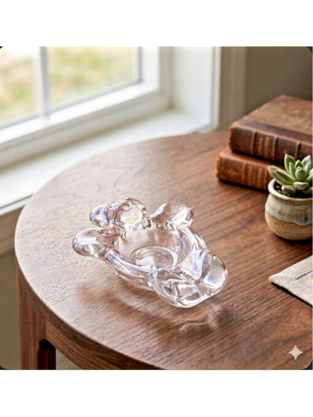 Vintage 60s ART VANNES Le Chatel Crystal Bear Pipe Rest/Ring Dish France